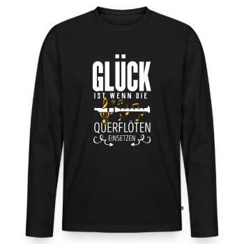 Querflöte - Männer Premium Bio Langarmshirt - Schwarz - Vorne - Nico (187cm)
