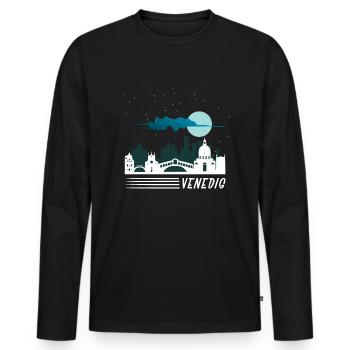 Venice - Men's Premium Organic Long Sleeve Shirt - black - Front - Nico (187cm)