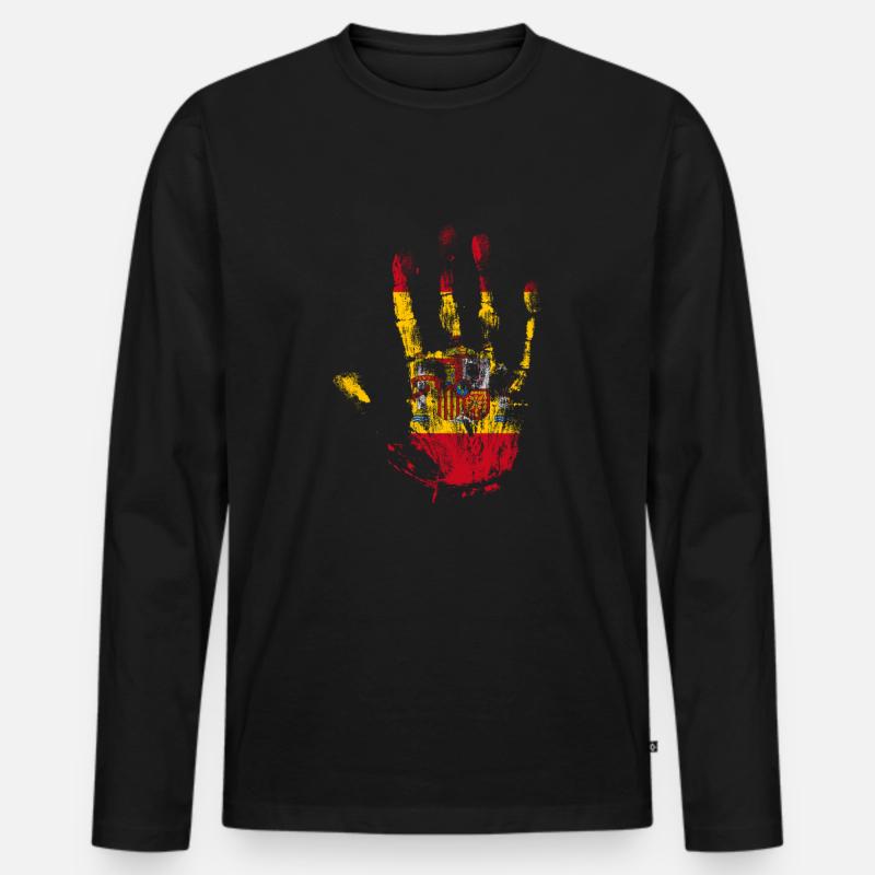 Spanien - Männer Premium Bio Langarmshirt - Schwarz