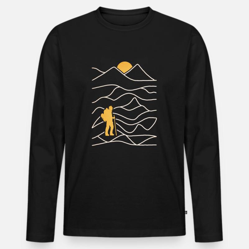 wandern - Männer Premium Bio Langarmshirt - Schwarz