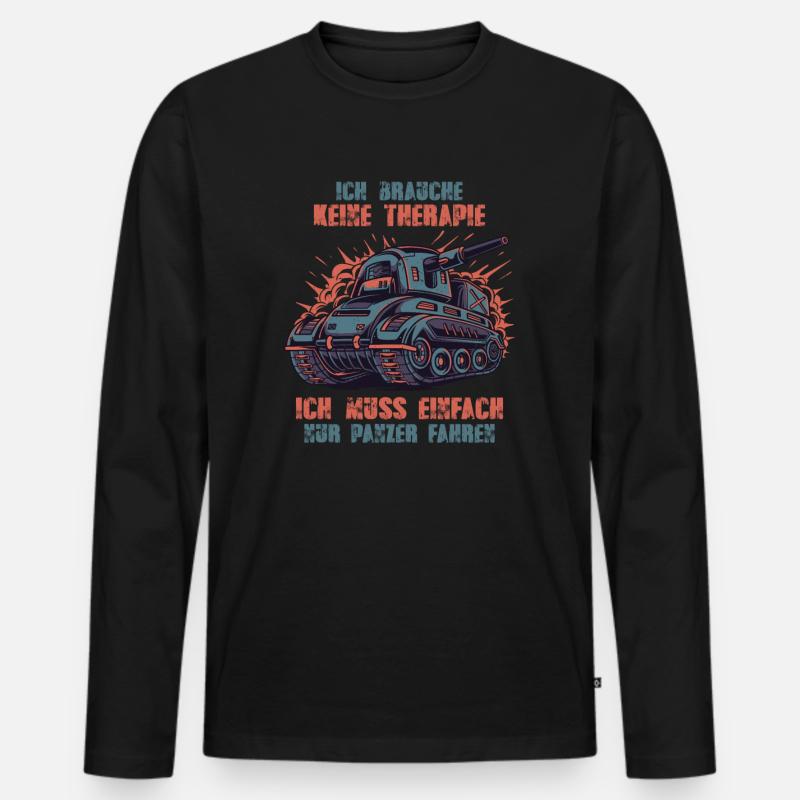 Panzer - Männer Premium Bio Langarmshirt - Schwarz