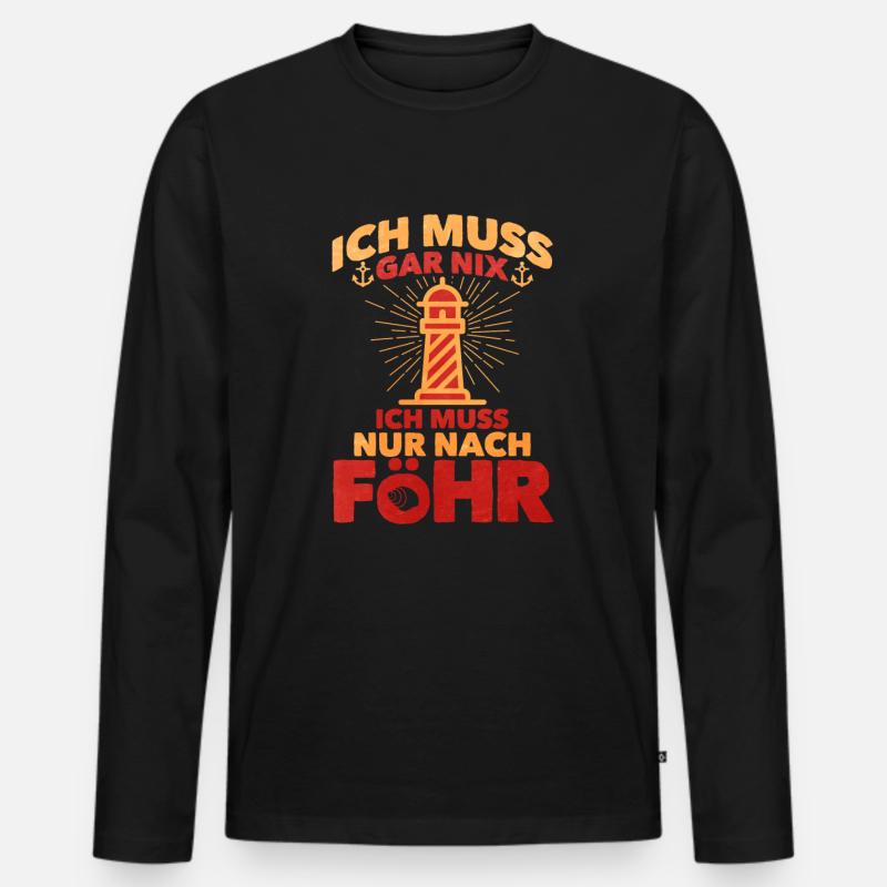 Föhr - Männer Premium Bio Langarmshirt - Schwarz