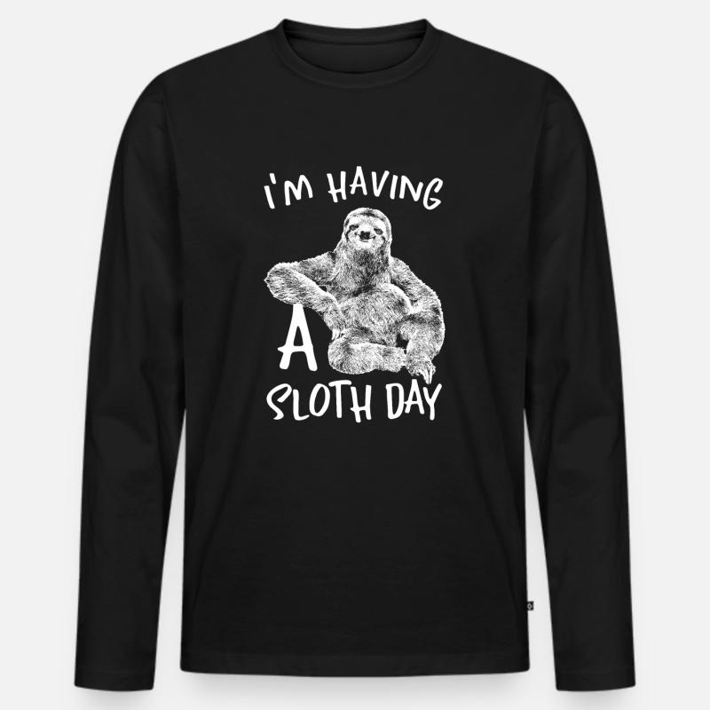 Faultier - Männer Premium Bio Langarmshirt - Schwarz