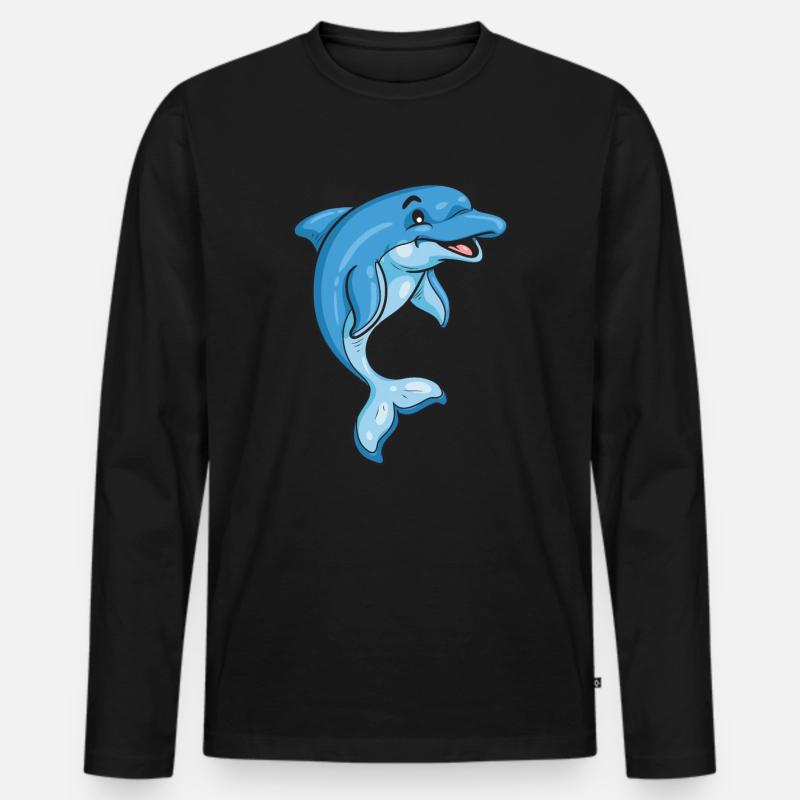 Delfin - Männer Premium Bio Langarmshirt - Schwarz
