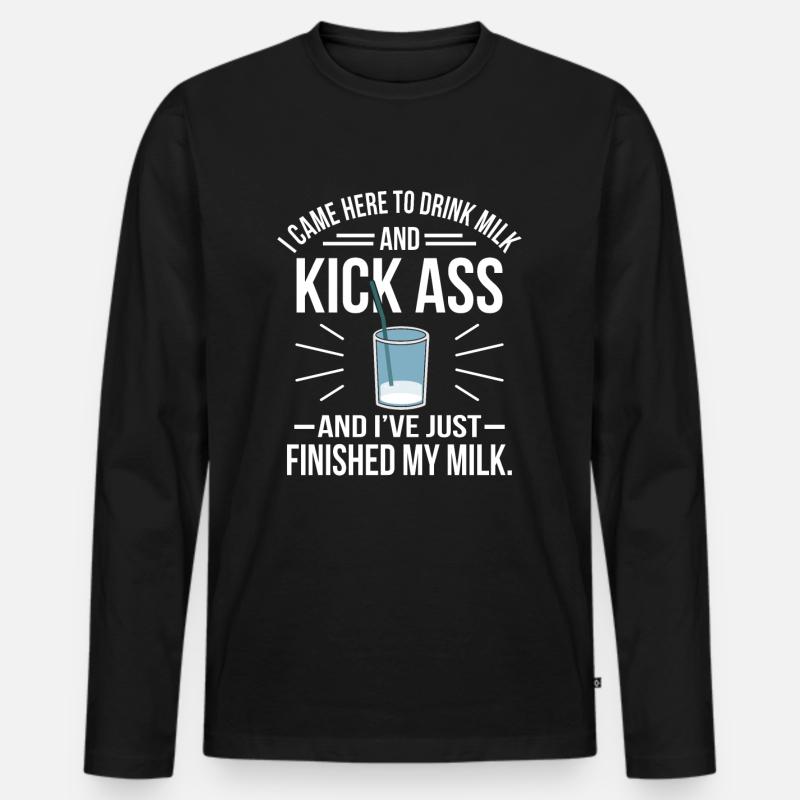 Milch - Männer Premium Bio Langarmshirt - Schwarz