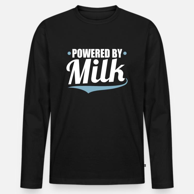 Milch - Männer Premium Bio Langarmshirt - Schwarz