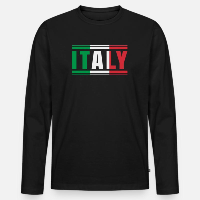 Italien - Männer Premium Bio Langarmshirt - Schwarz