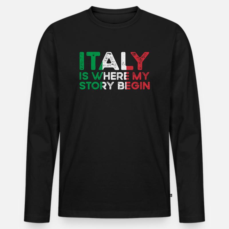 Italien - Männer Premium Bio Langarmshirt - Schwarz