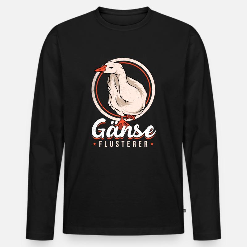 Gans - Männer Premium Bio Langarmshirt - Schwarz