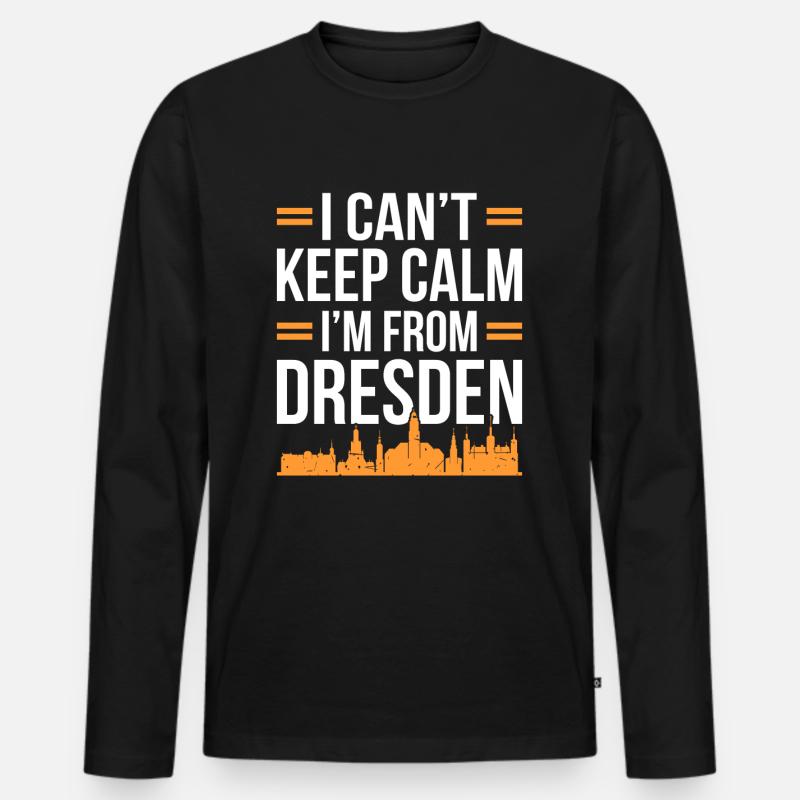 Dresden - Männer Premium Bio Langarmshirt - Schwarz