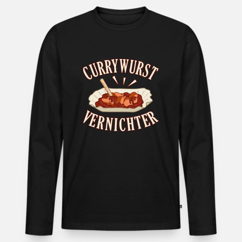 Currywurst - Männer Premium Bio Langarmshirt - Schwarz