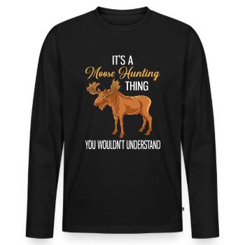 It's A Moose HuntingThing Moose Hunter - Men's Premium Organic Long Sleeve Shirt - black - Front - Nico (187cm)