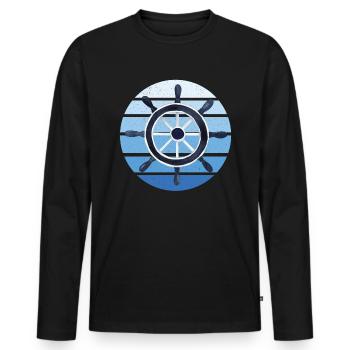 Ship Rudder Rudder Rudder Ship Wheel Gift - Men's Premium Organic Long Sleeve Shirt - black - Front - Nico (187cm)