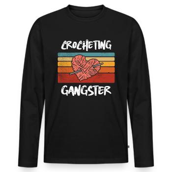Crochet Gangster Crochet Fil - T-shirt manches longues Premium bio Homme - noir - Devant - Nico (187cm)