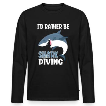I'd Rather Be Shark Diving Shark Diving Shark Divers - Men's Premium Organic Long Sleeve Shirt - black - Front - Nico (187cm)