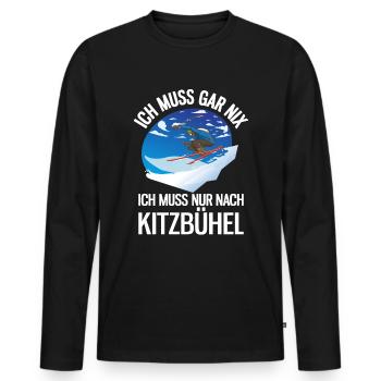 Ich Muss Gar Nix Ich Muss Nur Nach Kitzbühel Ski - Männer Premium Bio Langarmshirt - Schwarz - Vorne - Nico (187cm)