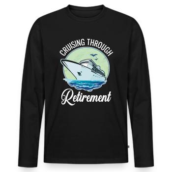 Cruising Through Retirement Cruise Pension - Men's Premium Organic Long Sleeve Shirt - black - Front - Nico (187cm)