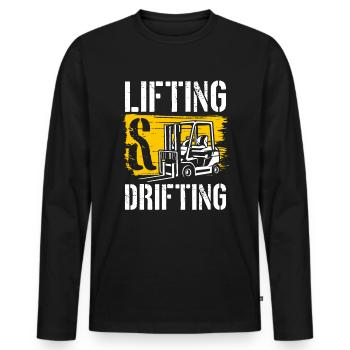 Levage et dérive drôle de conducteur de chariot élévateur - T-shirt manches longues Premium bio Homme - noir - Devant - Nico (187cm)