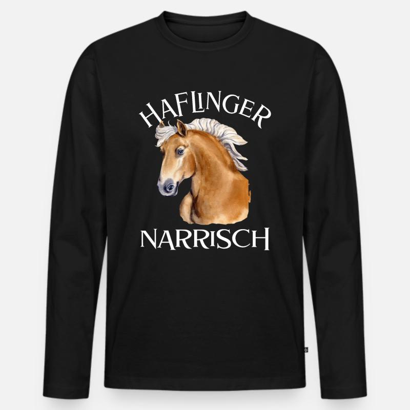 Haflinger Narrisch - Männer Premium Bio Langarmshirt - Schwarz