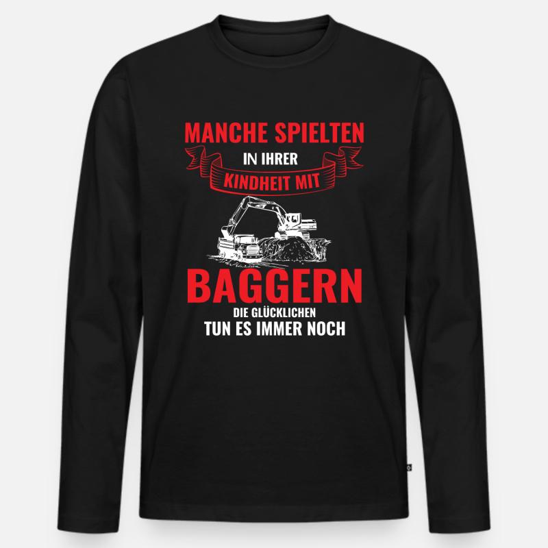 Bagger Baggerfahrer Geschenk - Männer Premium Bio Langarmshirt - Schwarz
