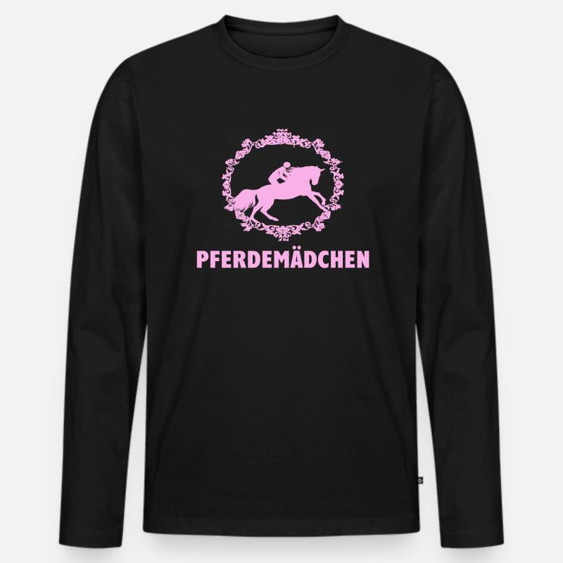 Pferdemädchen Pferde Reiten - Männer Premium Bio Langarmshirt - Schwarz
