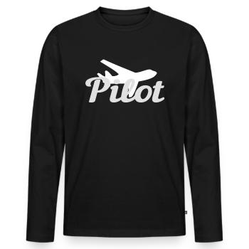 Pilotes pilotes - T-shirt manches longues Premium bio Homme - noir - Devant - Nico (187cm)