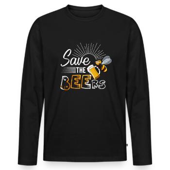 Beer Bee Say Cool Gift - Men's Premium Organic Long Sleeve Shirt - black - Front - Nico (187cm)