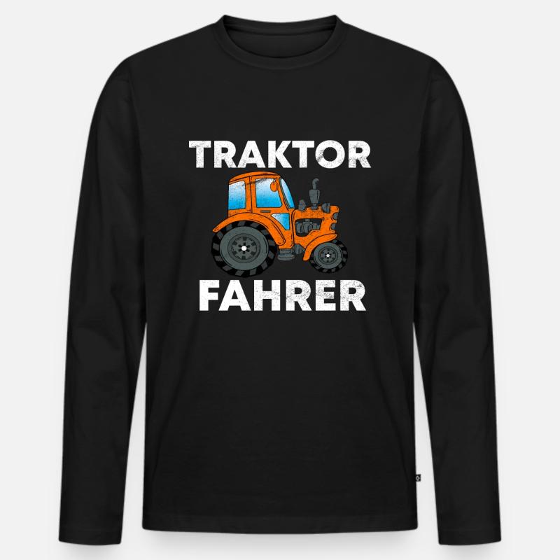 TRAKTOREN TRAKTOR - Männer Premium Bio Langarmshirt - Schwarz
