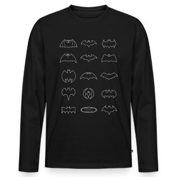 Batman Logo Geschichte weiß - Männer Premium Bio Langarmshirt - Schwarz - Vorne - Nico (187cm)
