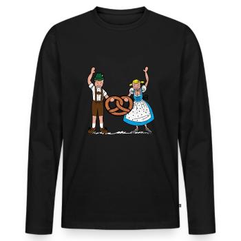 pretzel - Men's Premium Organic Long Sleeve Shirt - black - Front - Nico (187cm)