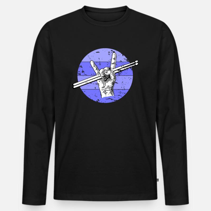 Schlagzeuger Drumstick - Männer Premium Bio Langarmshirt - Schwarz