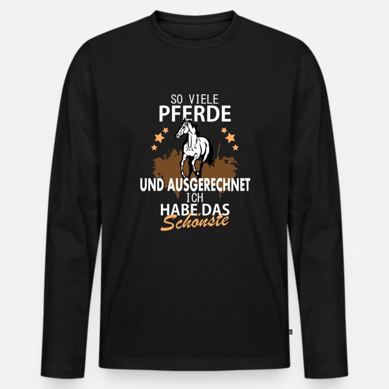 Pferde Spruch - Männer Premium Bio Langarmshirt - Schwarz