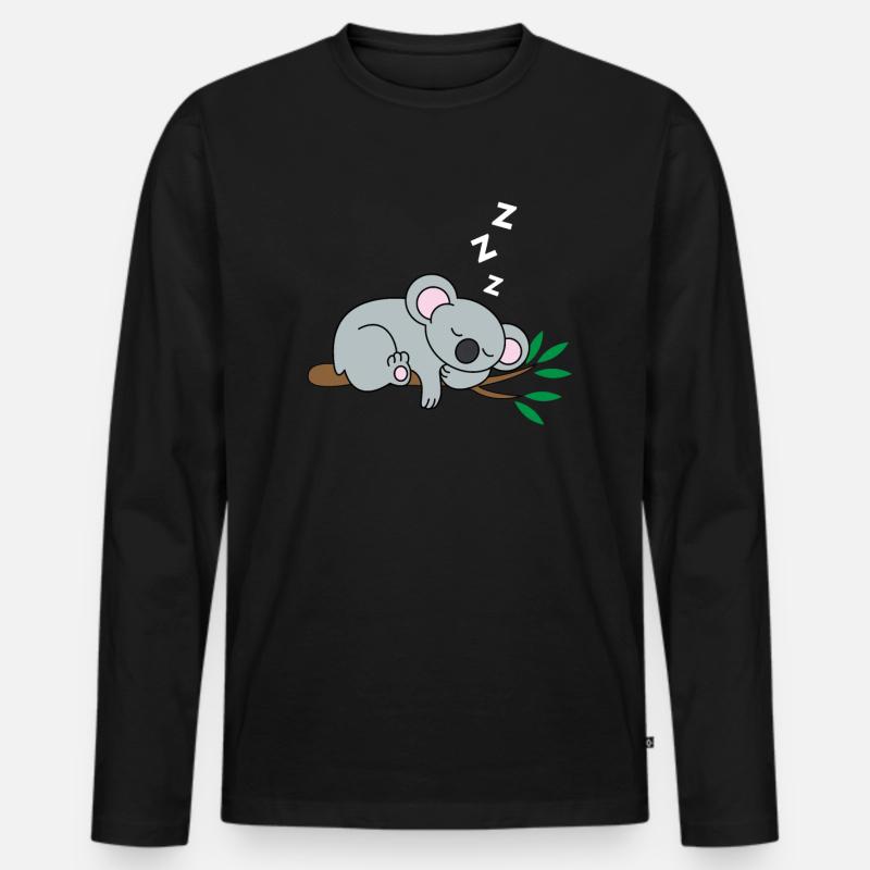 Schlafender Koala Bär - Männer Premium Bio Langarmshirt - Schwarz