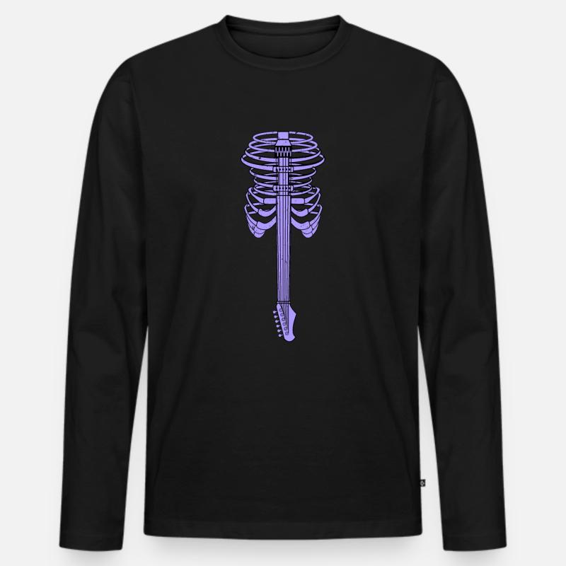Gitarre Brustkorb Rippe - Männer Premium Bio Langarmshirt - Schwarz