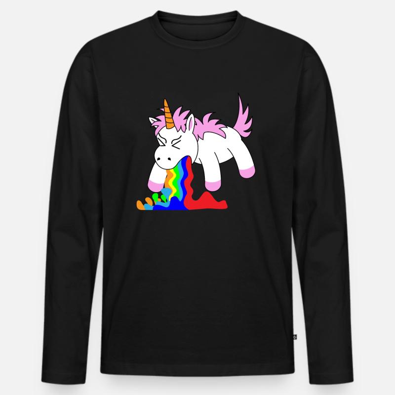 Lustiges Einhorn Einhörner - Männer Premium Bio Langarmshirt - Schwarz