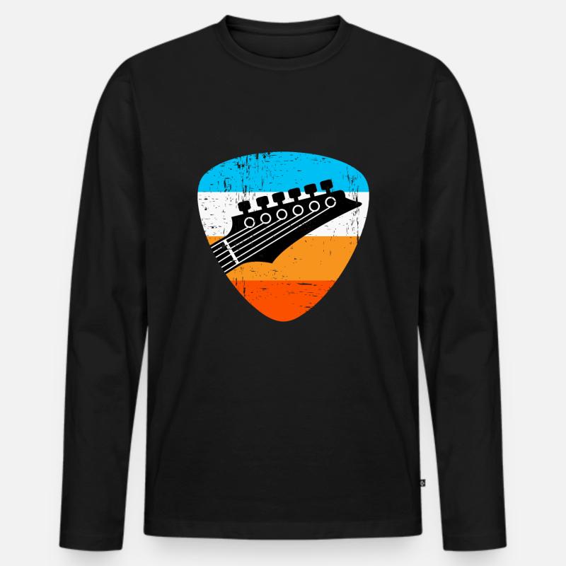 Retro Gitarre - Männer Premium Bio Langarmshirt - Schwarz
