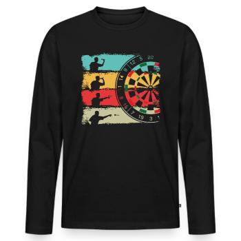 Dart Dartspieler Vintage - Männer Premium Bio Langarmshirt - Schwarz - Vorne - Nico (187cm)