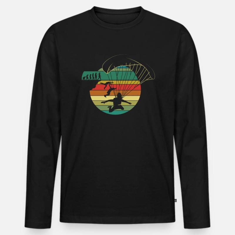 Fallschirm Springen Skydiving - Männer Premium Bio Langarmshirt - Schwarz