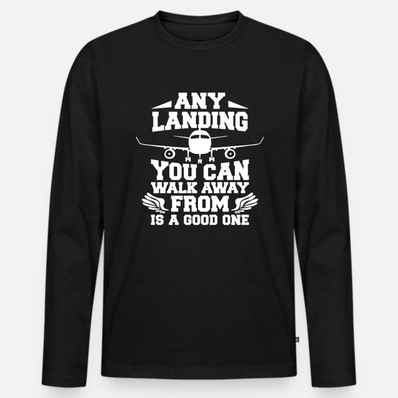 Piloten Flugzeug Sprüche - Männer Premium Bio Langarmshirt - Schwarz
