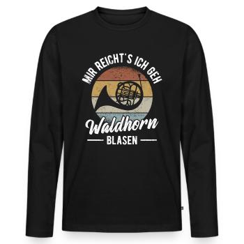 Waldhorn Hornist Orchester Musiker Horn Blasmusik - Männer Premium Bio Langarmshirt - Schwarz - Vorne - Nico (187cm)