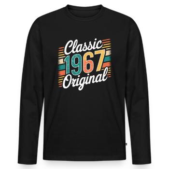 Classique 1967 Original - 58e anniversaire - T-shirt manches longues Premium bio Homme - noir - Devant - Nico (187cm)