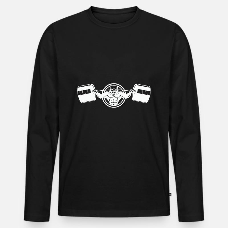 Bodybuilder Hund - Dog - Pitbull - Männer Premium Bio Langarmshirt - Schwarz