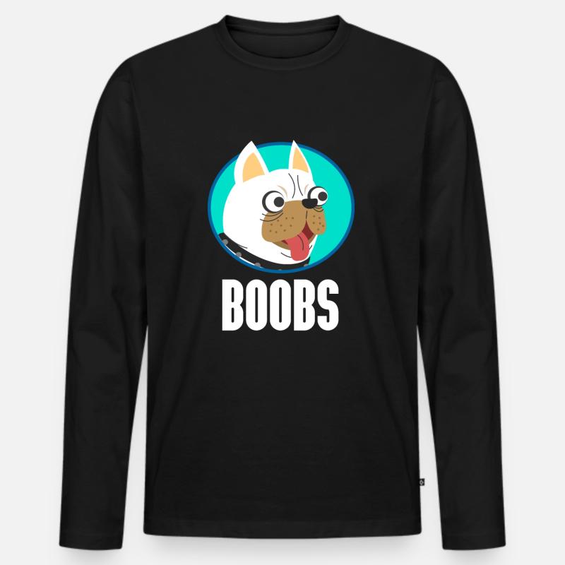 Boobs - Hund - Männer Premium Bio Langarmshirt - Schwarz