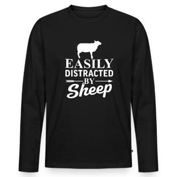 Leicht von Schafen abgelenkt - Männer Premium Bio Langarmshirt - Schwarz - Vorne - Nico (187cm)
