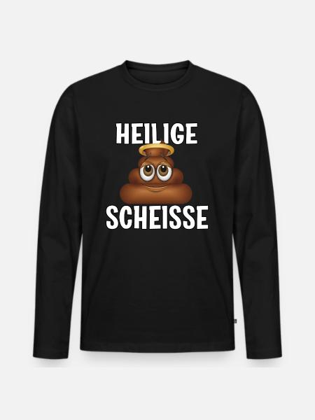 Heiligige Scheisse - Männer Premium Bio Langarmshirt - Schwarz