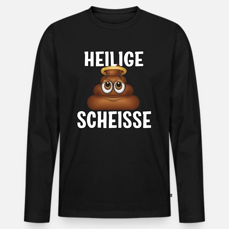 Heiligige Scheisse - Männer Premium Bio Langarmshirt - Schwarz