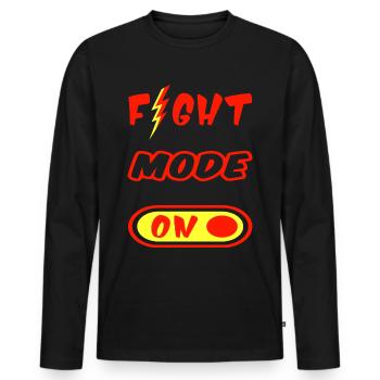FIGHT MODE ON - Kämpfer Kraft Mut Glücksbringer - Männer Premium Bio Langarmshirt - Schwarz - Vorne - Nico (187cm)