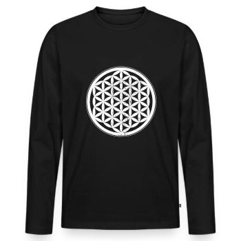 Lebensblume Flower Of Life Blume des Lebens Yoga - Men's Premium Organic Long Sleeve Shirt - black - Front - Nico (187cm)