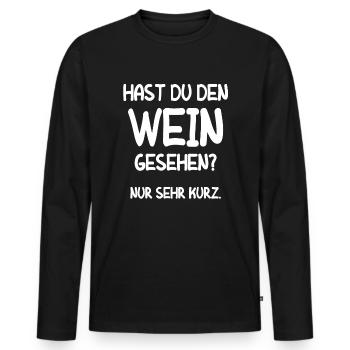 Vino Weinliebhaber Geschenk Wein Weinfest Rotwein - Männer Premium Bio Langarmshirt - Schwarz - Vorne - Nico (187cm)