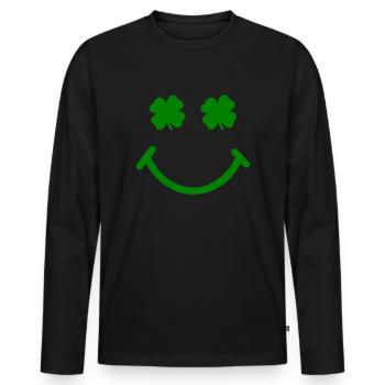 Accessoires de la Saint-Patrick Irlande Shamrock Décoration - T-shirt manches longues Premium bio Homme - noir - Devant - Nico (187cm)